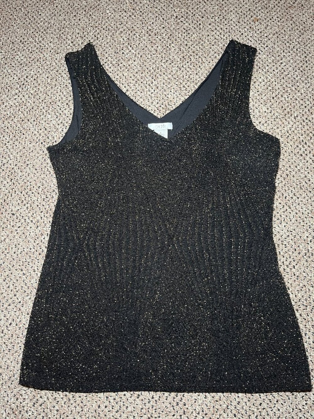 Women's Cache' Black Gold Sparkle Tank Top Size Medium Preowned